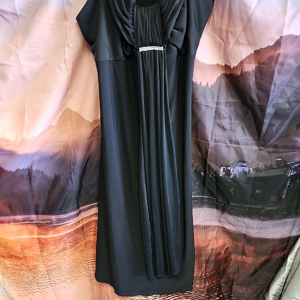 *Scarlett Nite Black Midi Dress with Embellished Detail